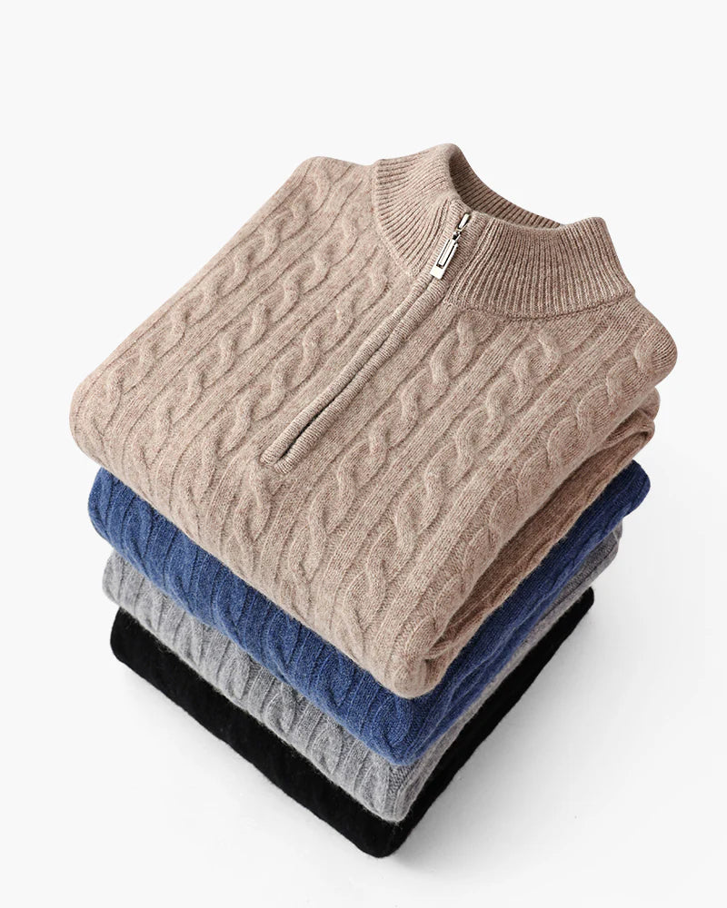 Montague Cashmere Cable Half-Zip