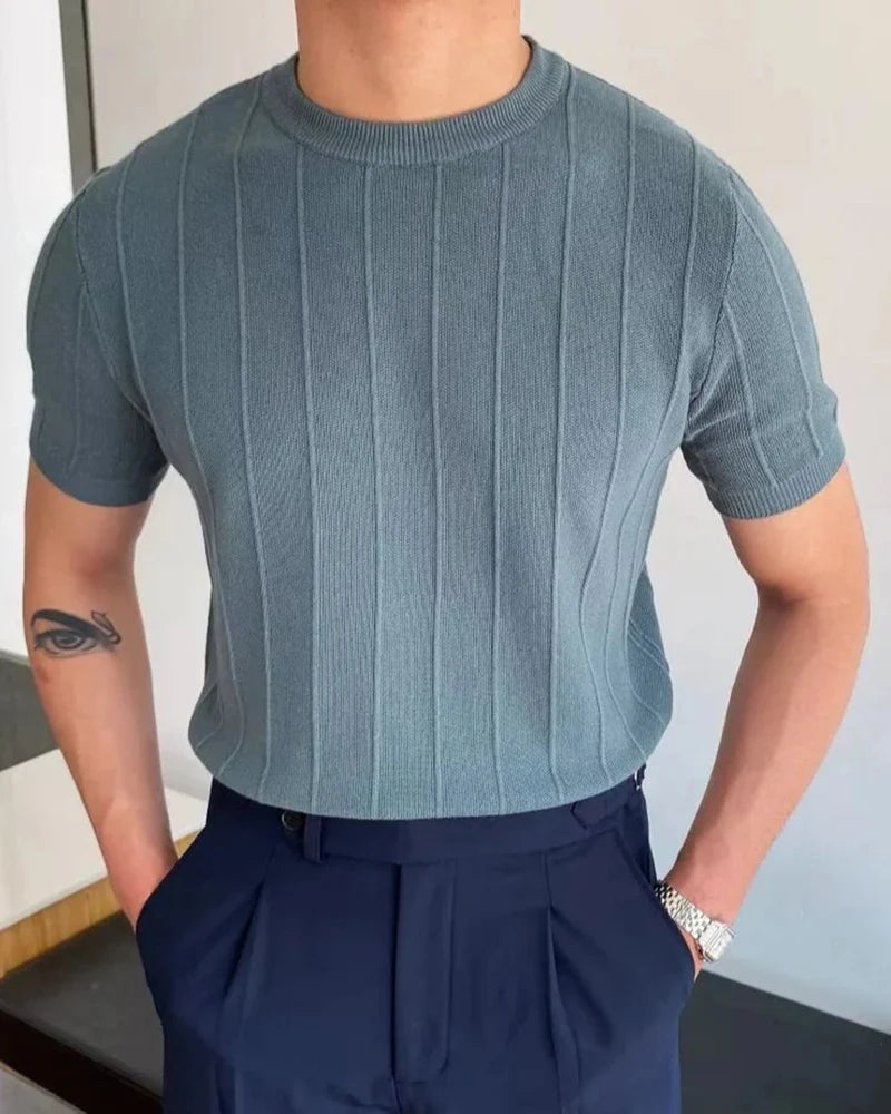 Ribbed Knit T-Shirt