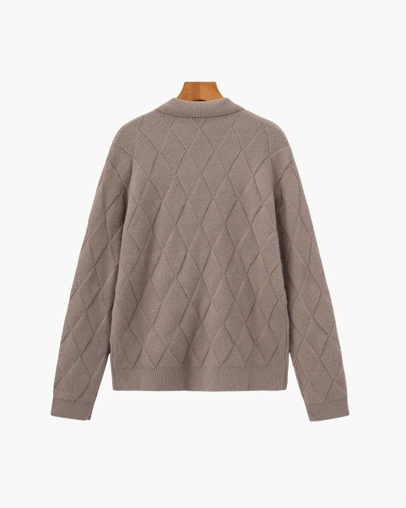 Rowe Diamond Knit Zip Cardigan