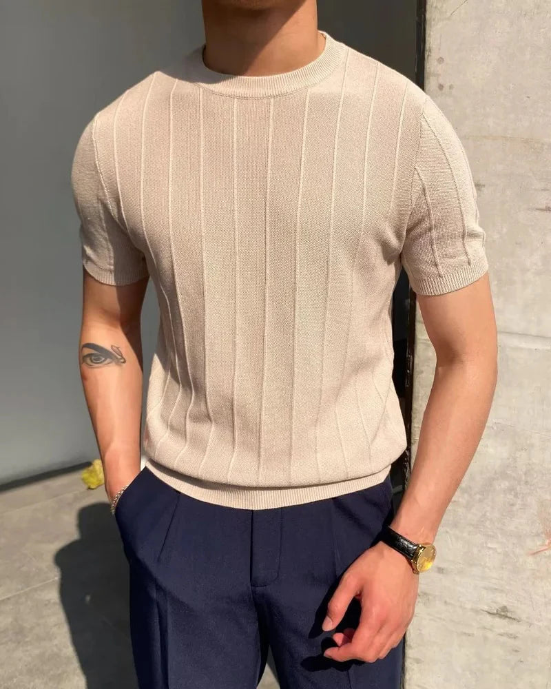 Ribbed Knit T-Shirt