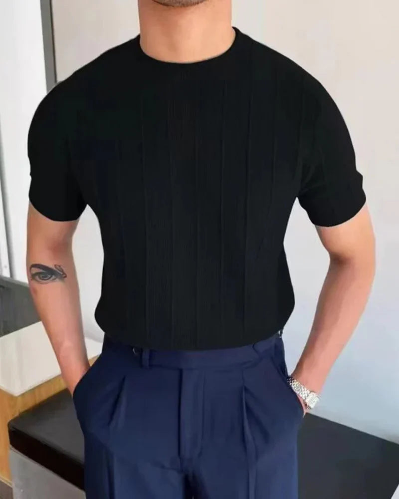 Ribbed Knit T-Shirt
