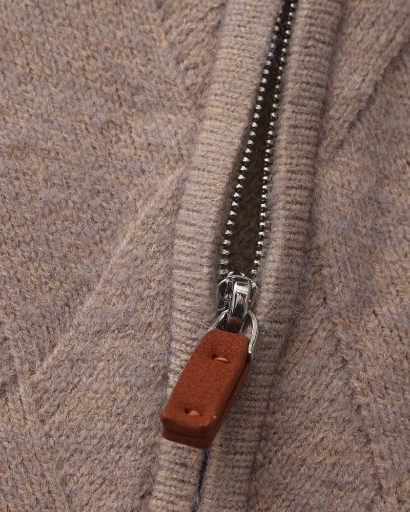 Rowe Diamond Knit Zip Cardigan