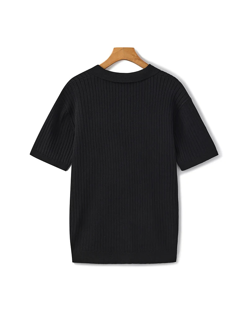 Premium Ribbed Knit Polo