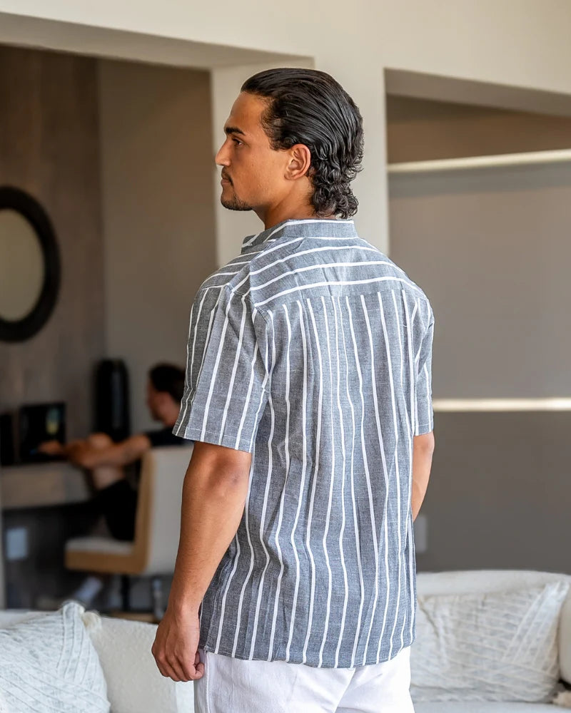 Striped Linen Shirt Short-sleeve