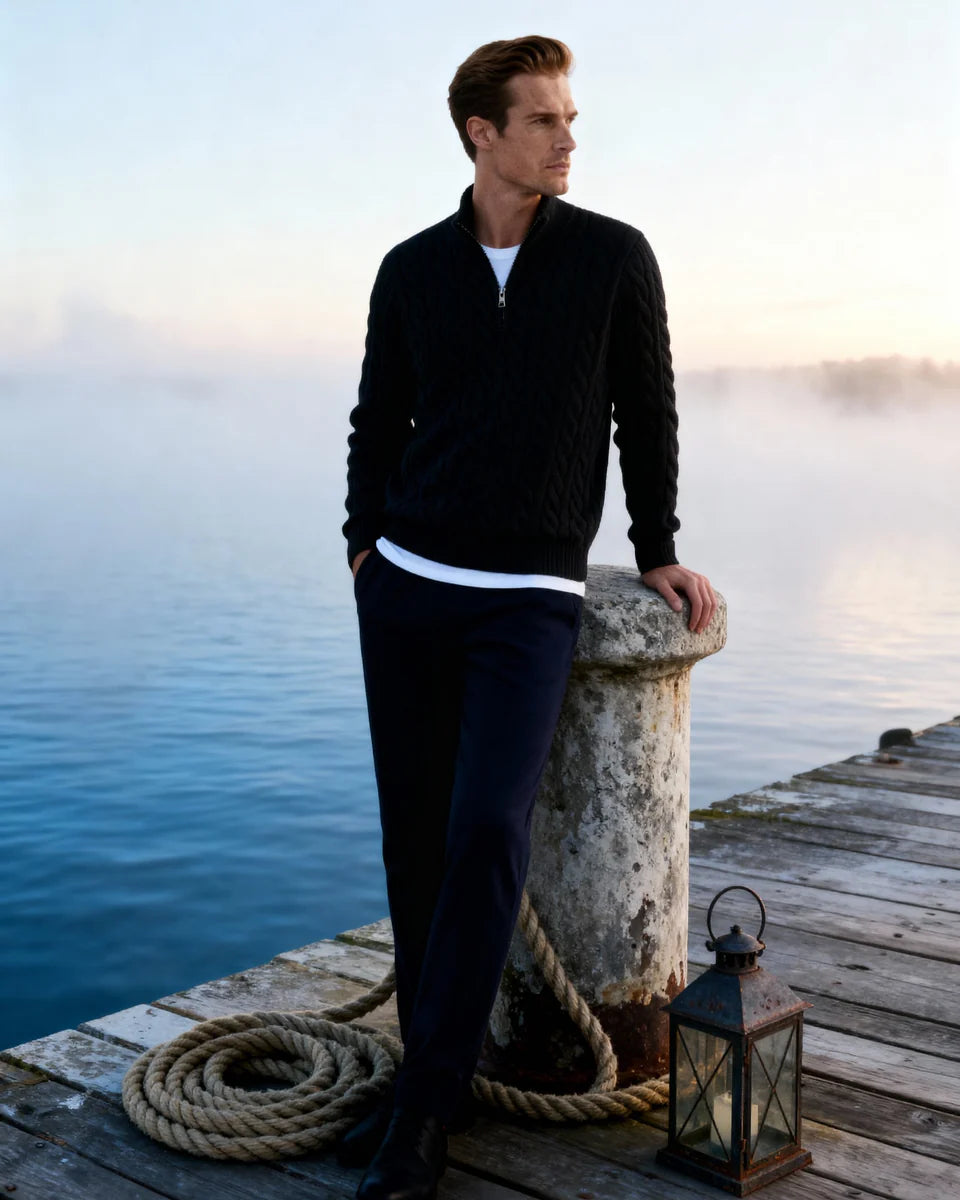 Cable Knit Half-Zip