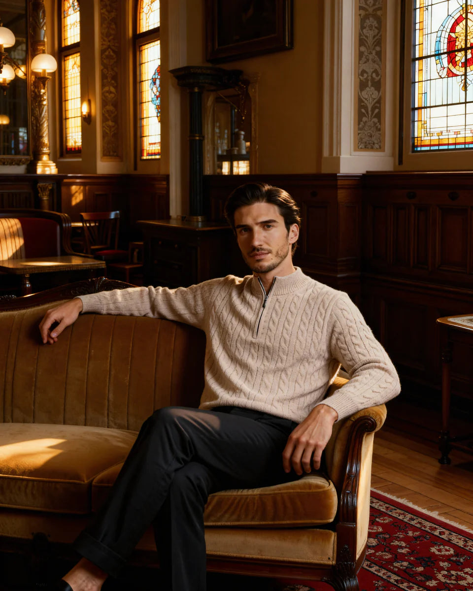 Montague Cashmere Cable Half-Zip