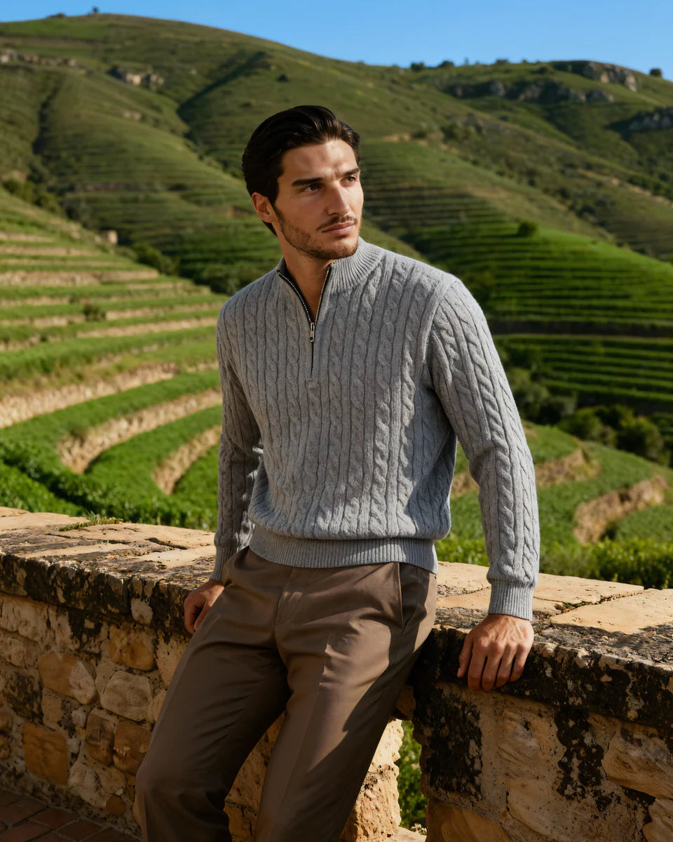 Montague Cashmere Cable Half-Zip