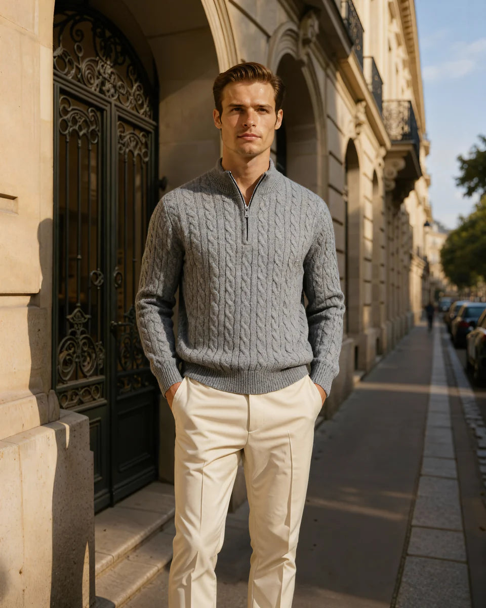 Montague Cashmere Cable Half-Zip