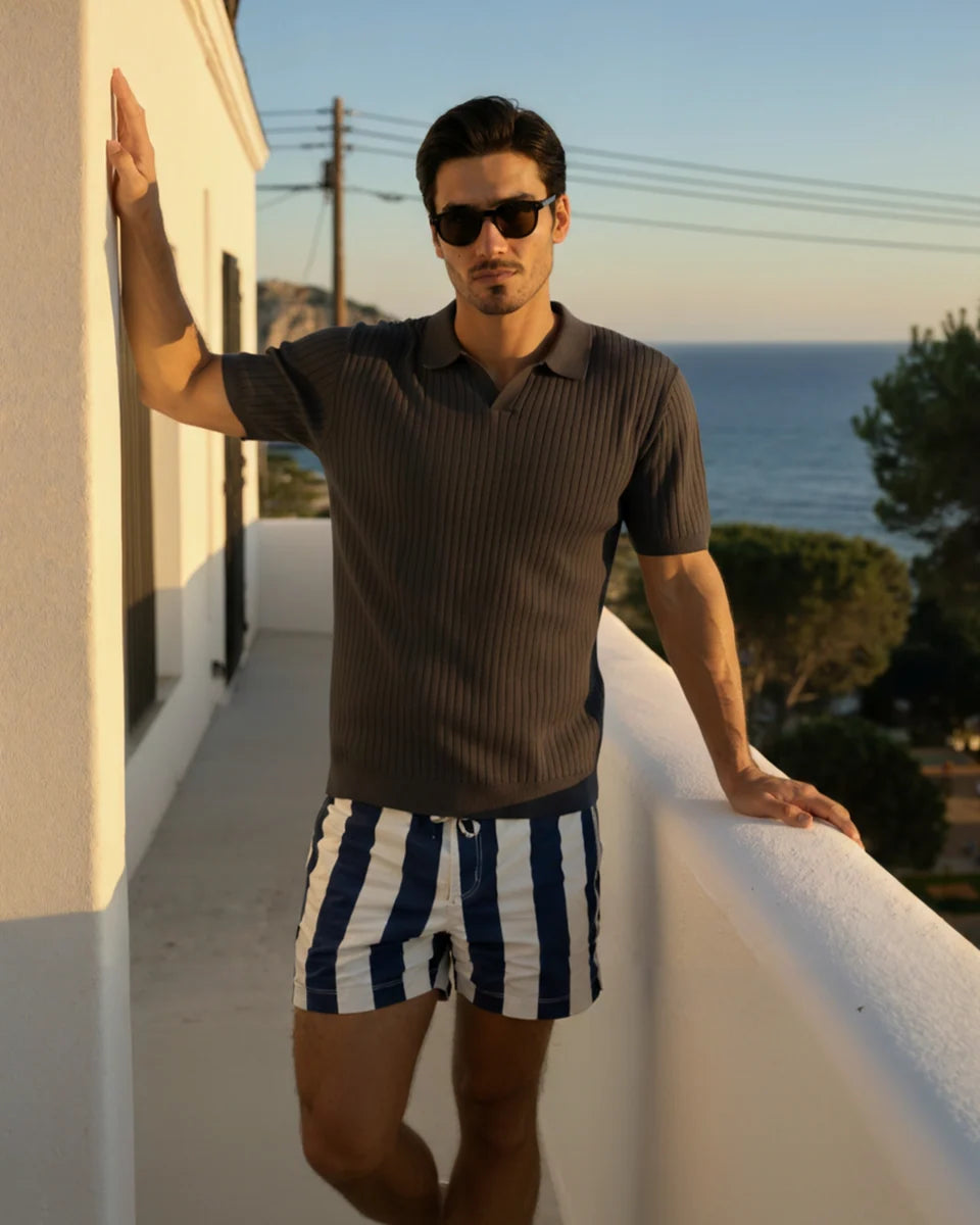 Premium Ribbed Knit Polo